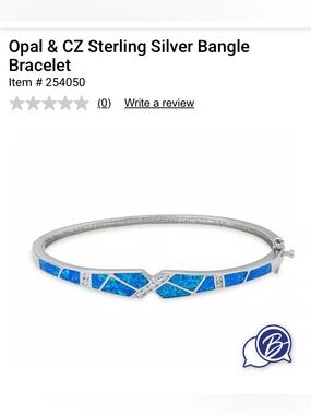 Opal And CZ Sterling Silver Bangle Bracelet Item#254050